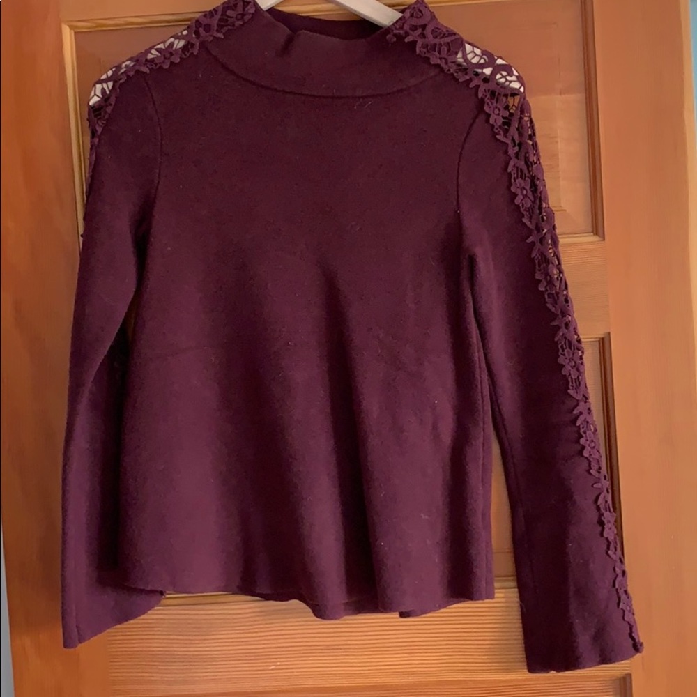 Anthropologie Bell Sleeve Lace Sweater Top